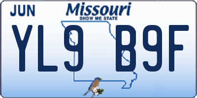 MO license plate YL9B9F