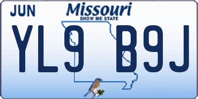 MO license plate YL9B9J