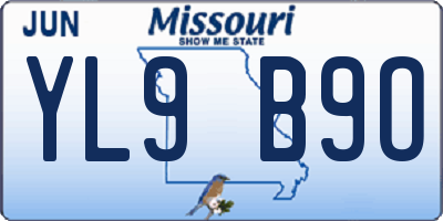 MO license plate YL9B9O
