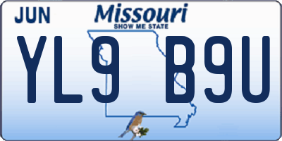 MO license plate YL9B9U