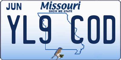 MO license plate YL9C0D