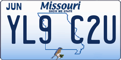 MO license plate YL9C2U