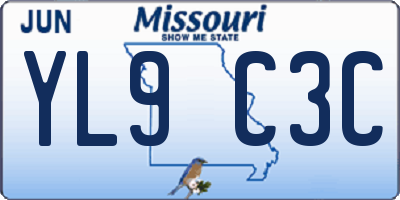 MO license plate YL9C3C