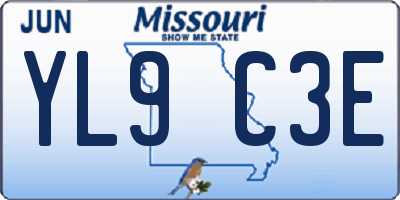 MO license plate YL9C3E