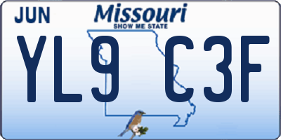 MO license plate YL9C3F