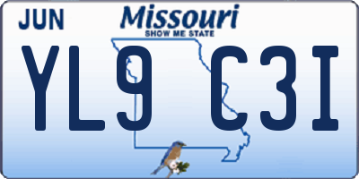 MO license plate YL9C3I
