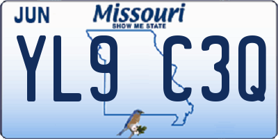 MO license plate YL9C3Q