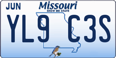 MO license plate YL9C3S