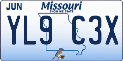 MO license plate YL9C3X