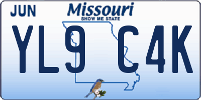 MO license plate YL9C4K