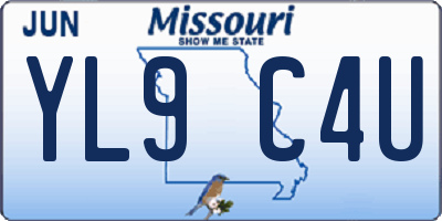 MO license plate YL9C4U