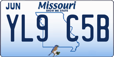 MO license plate YL9C5B