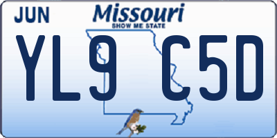 MO license plate YL9C5D