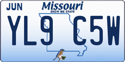 MO license plate YL9C5W
