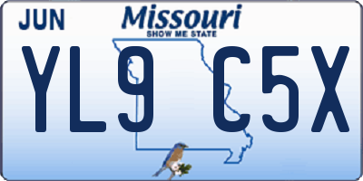 MO license plate YL9C5X