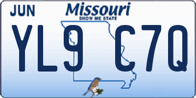 MO license plate YL9C7Q