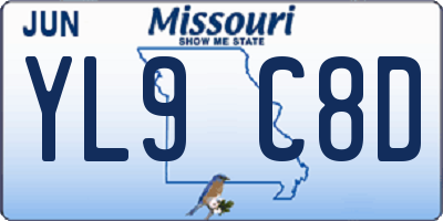 MO license plate YL9C8D