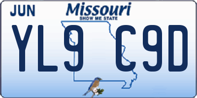 MO license plate YL9C9D