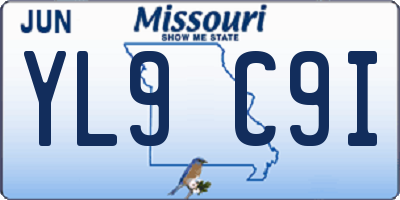 MO license plate YL9C9I
