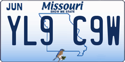 MO license plate YL9C9W