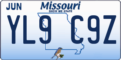 MO license plate YL9C9Z