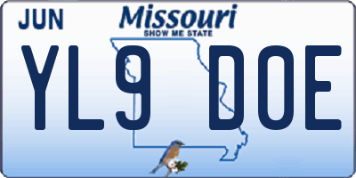 MO license plate YL9D0E