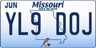 MO license plate YL9D0J