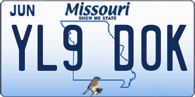 MO license plate YL9D0K