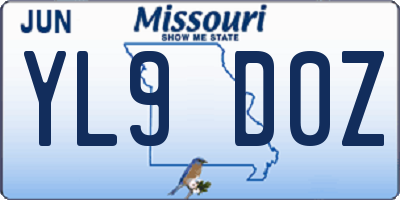 MO license plate YL9D0Z