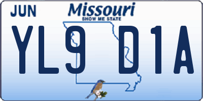 MO license plate YL9D1A