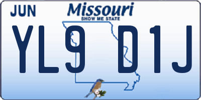 MO license plate YL9D1J