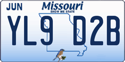 MO license plate YL9D2B