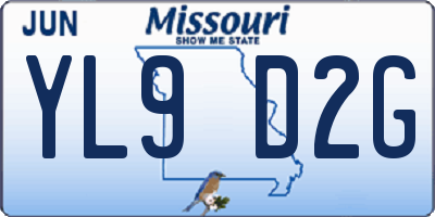 MO license plate YL9D2G