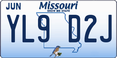 MO license plate YL9D2J