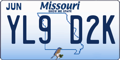 MO license plate YL9D2K
