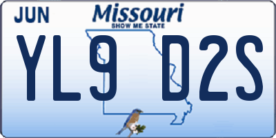 MO license plate YL9D2S