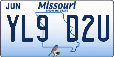 MO license plate YL9D2U