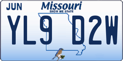 MO license plate YL9D2W
