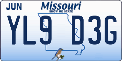 MO license plate YL9D3G