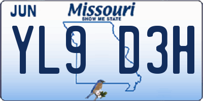 MO license plate YL9D3H