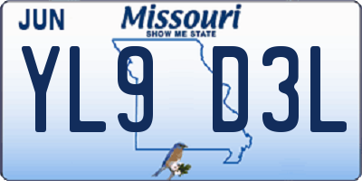 MO license plate YL9D3L