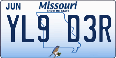 MO license plate YL9D3R