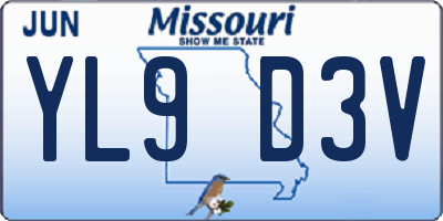 MO license plate YL9D3V