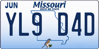 MO license plate YL9D4D