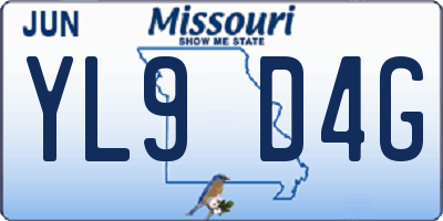 MO license plate YL9D4G