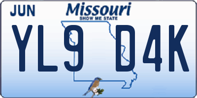 MO license plate YL9D4K