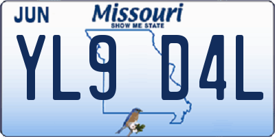 MO license plate YL9D4L