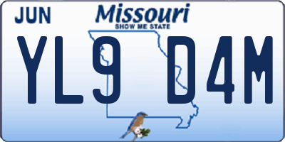 MO license plate YL9D4M