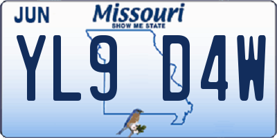 MO license plate YL9D4W