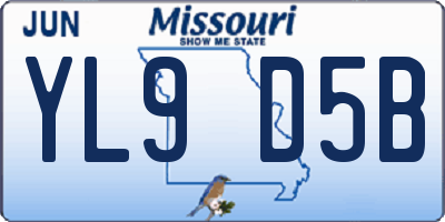 MO license plate YL9D5B